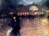 Woman on a Paris Street at Night