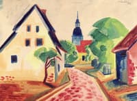 Village Street in Leba with Church