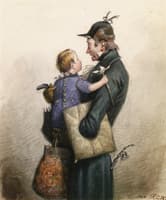 Man in Green Coat with Umbrella