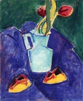 Tulips in a Green Vase