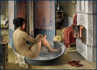 Interior with bathing woman