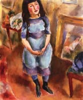 Standing Girl in Blue Dress