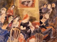 Interior with Group of People around Red-Headed Woman
