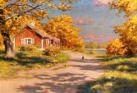 House in Autumn Landscape