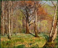 Children in a Spring Forest with Anemones in Bloom