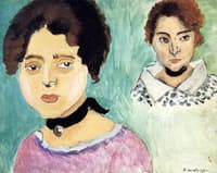 Double Portrait of Marguerite on a Green Background