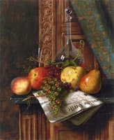Still Life with Munich Newspaper, Fruit and Decanter