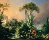 River Landscape with an Antique Temple