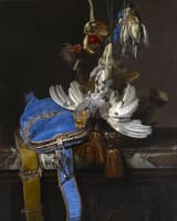 Hunt Still Life with a Velvet Bag on a Marble Ledge