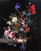 Flowers in a Silver Vase