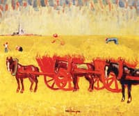 Hay Carts in a Field