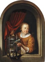 Young Girl With a Perroquet in a Niche
