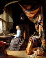 A Woman playing a Clavichord