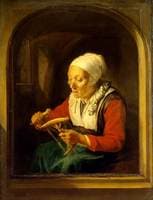 Old Woman Unreeling Threads