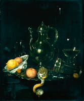 A Still Life with a Silver Ewer, a Silver Breaker