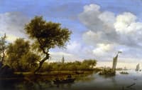 River Landscape with a Church in the Distance