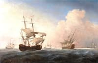 English Warships Heeling in the Breeze Offshore