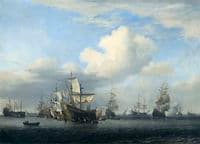 The captured ‘Swiftsure’, ‘Seven Oaks’, ‘Loyal George’, and ‘Convertine’ brought through Goeree Gat