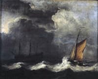 Ships in a Strong Wind and under a Dark Sky