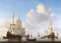 Dutch men-o'-war and other shipping in a calm