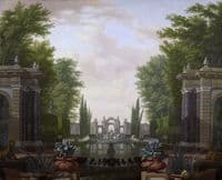 Pool with Statues and Buildings in a Park