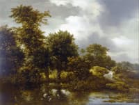 A Wooded Landscape with a Pond