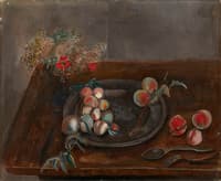 Still Life with Fruit and Flowers on a Table