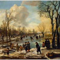 Winter Landscape with Kolf Players and Skaters on a Frozen Canal