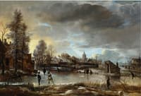 Winter Landscape with Kolf Players and Skaters on a Frozen Canal