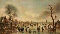 Winter Landscape with Ice Skaters
