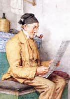 Reading Farmer Sitting by the Tiled Stove