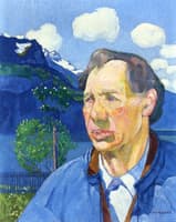 Bernese Farmer in Front of Lakescape