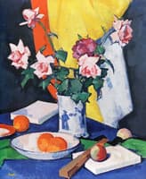 Red and Pink Roses, Oranges and Fan
