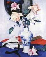 Pink Roses in a Japanese Vase