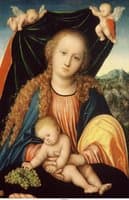 Virgin and child with grapes