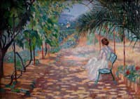Femme assise dans une allée (Cagnes sur Mer)