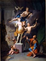 Pygmalion adoring his statue