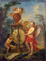 Cupid Sharpening an Arrow