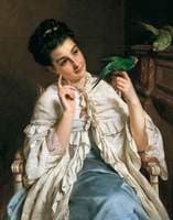Girl with Lovebirds