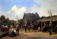 Soldiers Bivouacking in a Village