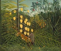 Tiger Attacking a Bull (In a Tropical Forest)