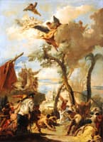 The Hebrews gathering manna in the desert