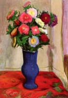 Bouquet of Flowers in a Blue Vase