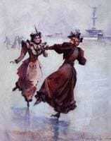 Two Ladies Ice Skating in Central Park