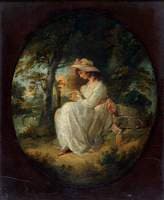 A Girl Seated and Fondling a Dove