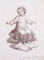 Jesus child sitting on clouds