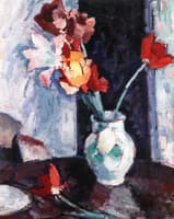 Tulips in a White Vase