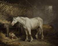 Horse and Dog in a Stable