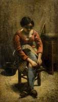 A Woman Adjusting her Stocking