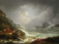 Shipwreck off a Rocky Coast